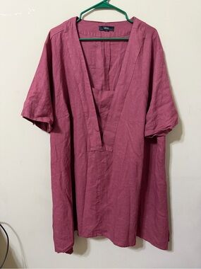 ellos Relaxed V-Neck Tunic dress 2x 26/28 plus Dusty Rose never worn summer cozy